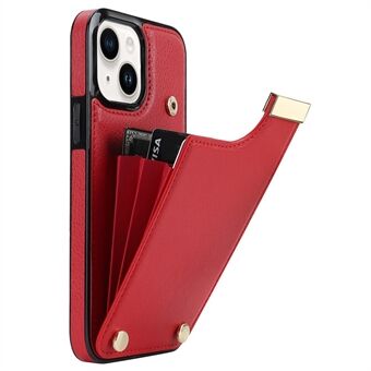 Telefondeksel for iPhone 14 Slim-Fit Etui TPU+PU Lær+Metall Skall med Kortholder