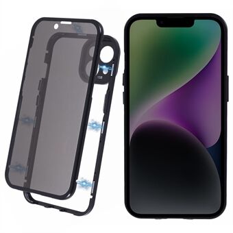 Anti-kikke etui for iPhone 14 Magnetisk adsorpsjonsramme+herdet glass telefondeksel