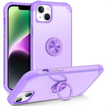 For iPhone 14-deksel Ripebestandig PC+TPU Telefonbeskytter med Roterbart Stativ