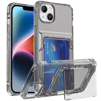 For iPhone 14 Mobildeksel Kortholder PC+TPU Deksel Ultra Transparent