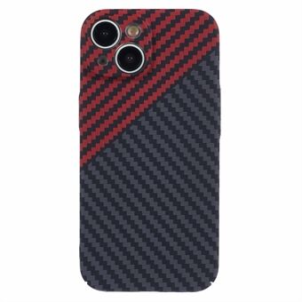 For iPhone 14 Telefondeksel Karbonfiber Tekstur Fargesammensatt PC Hardt Etui