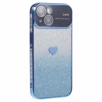 For iPhone 14 Etui Kjærlighetshjerte Mønster Bling Beskyttende TPU Telefon Deksel