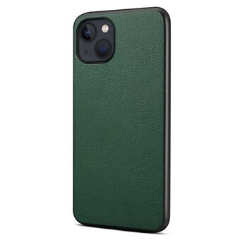 For iPhone 14 Etui PU+TPU+PC Kalvehudtekstur Mobiltelefon Bakdeksel