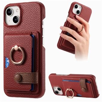 Y2 For iPhone 14 Etui Støtteben Kortspor PU+PC+TPU Anti-Fall Telefon Deksel