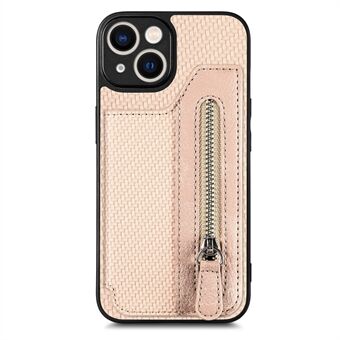 C1-04 For iPhone 14 Glidelåslomme PU Lær+PC+TPU Deksel Telefondeksel med Kortholder