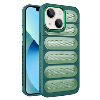 For iPhone 14 Etui Mesh Pustende PC+TPU Gjennomsiktig Matt Bakdeksel