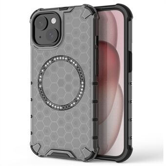 For iPhone 14 Magnetisk Telefonetui TPU+PC Honeycomb Design Telefondeksel