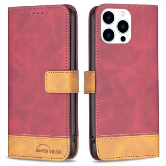 BINFEN COLOR BF Lærveske Series-7 for iPhone 14 Pro 6,1 tommer, Style 11 PU-skinn Matt Folio Flip Stand Fargeskjøteveske til lommebokstativ