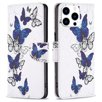 BF Pattern Printing Leather Series-2 for iPhone 14 Pro 6,1 tommer, Stand Lommebokfunksjon PU-skinndeksel Innvendig TPU-telefondeksel