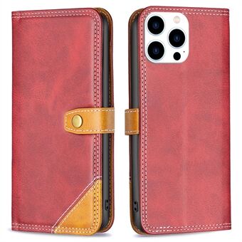 BINFEN COLOR BF Leather Series-8 for iPhone 14 Pro 6,1 tommers telefonbeskytter 12 stil doble sømlinjer Skjøting av Stand Funksjon Kortholder Telefonveske