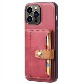 For iPhone 14 Pro 6,1 tommers PU-skinnbelagt TPU-deksel Kortsporholder Stativ Magnetisk telefondeksel