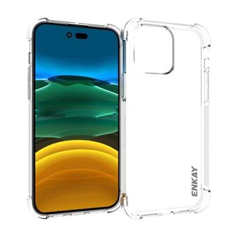 ENKAY HAT Prince For iPhone 14 Pro 6,1 tommers Anti-fall Krystallklart telefondeksel med støtdempende hjørner Anti-slip Strip Edge Protective TPU bakdeksel