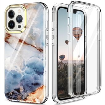 For iPhone 14 Pro 6,1 tommer avtakbar fire hjørner Anti-fall-deksel IMD-mønster 3-i-1 støtsikker PC+TPU-skall med innebygd PET-skjermfilm