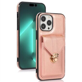 Mobiltelefondeksel for iPhone 14 Pro 6,1 tommer, PU-skinn+TPU Cash Myntkortholder Kickstand Telefonveske med skulderstropp