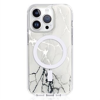 JAUCASE For iPhone 14 Pro Epoxy Crack Mønster Etui Speiloverflate PC+TPU Telefonomslag Kompatibel med MagSafe