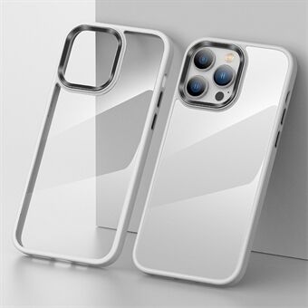 Beskyttende deksel for iPhone 14 Pro TPU+PC-telefonveske Anti-slag, tynn utførelse med metallknapp og linseramme.