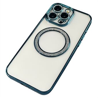 For iPhone 14 Pro Magnetisk Etui Bling Rhinsten Gjennomsiktig TPU Telefondeksel med Linsefilm