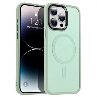 For iPhone 14 Pro Magnetisk Etui Fargerik TPU-ramme Klar PC-bakside Telefondeksel