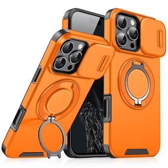 For iPhone 14 Pro Magnetisk Deksel Skyve Linse Deksel Ring Støtte TPU+PC Telefon Skall