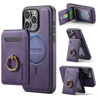 MAGKING K1-serien for iPhone 14 Pro Magnetisk etui PC+TPU+PU Telefondeksel med kortholder og stativ