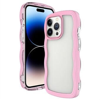 For iPhone 14 Pro Fargeramme Gjennomsiktig bakdeksel PC + TPU Wave Edge Design Telefon Fallsikkert deksel