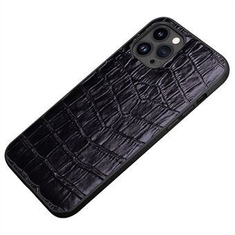 Anti-Fall telefondeksel for iPhone 14 Pro gummiert TPU telefondeksel i ekte skinn krokodilletekstur Støtsikkert deksel