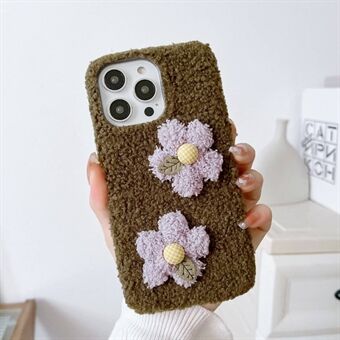 For iPhone 14 Pro Flower Decor Plush Phone Case Drop-proof TPU-beskyttelsesdeksel