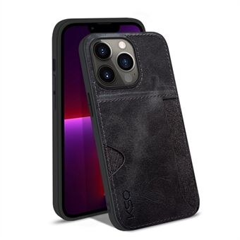 KSQ Style-D for iPhone 14 Pro PU-skinnbelagt TPU+stofftelefon bakdeksel Anti-dråpedeksel med kortspor