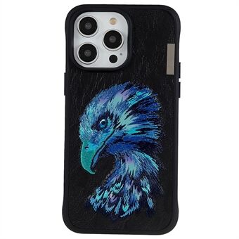 NIMMY For iPhone 14 Pro Dyremønster Broderi Anti- Scratch Mobiltelefonveske PU-skinn+TPU+PC-beskyttelsesdeksel