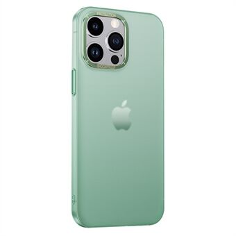 For iPhone 14 Pro AG matt telefondeksel Gjennomskinnelig hard PC støtsikkert beskyttende bakdeksel med metallkameraramme