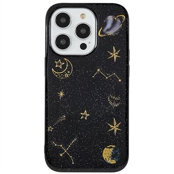 For iPhone 14 Pro Soft TPU telefonveske Star Planet Pattern Epoxy beskyttende bakdeksel