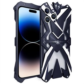 For iPhone 14 Pro Heavy Duty Armor Metal Telefonveske Slagfast beskyttelsesdeksel - Svart