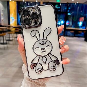 For iPhone 14 Pro Cartoon Rabbit Mykt TPU-deksel Klart galvanisering Anti- Scratch telefondeksel med linsefilm