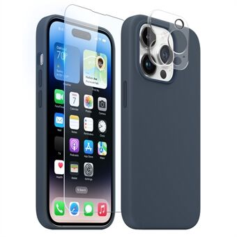 NORTHJO For iPhone 14 Pro Magnetisk silikontelefondeksel med herdet glassfilm + kameralinsebeskytter