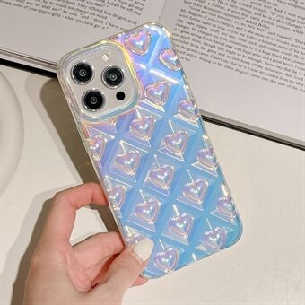 For iPhone 14 Pro Elektroplettering Farget Rhombus Heart Telefonveske Anti- Scratch TPU Mobiltelefondeksel - Multi