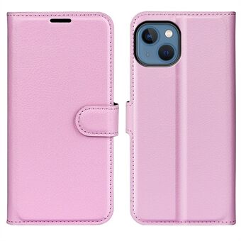 For iPhone 14 Plus 6,7 tommer Litchi Texture PU-skinn kollisjonssikkert Stand Flip Cover Fullt beskyttende lommebok telefonveske