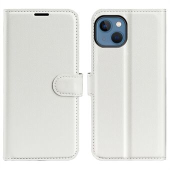 For iPhone 14 Plus 6,7 tommer Litchi Texture PU-skinn kollisjonssikkert Stand Flip Cover Fullt beskyttende lommebok telefonveske