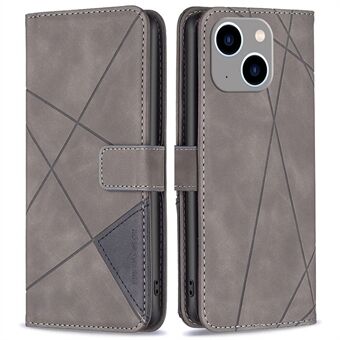 Stand COLOR BF Imprinting Pattern Series-2 for iPhone 14 Plus 6,7 tommer 05 Imprinting Geometric Pattern PU-skinn lommebokdeksel Støtsikkert anti-slipp mobiltelefonstativveske