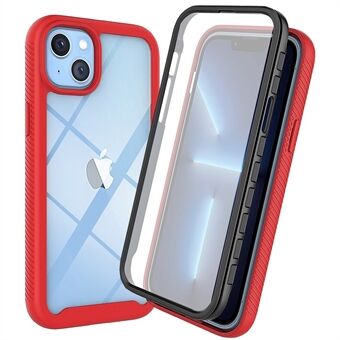 For iPhone 14 Plus 6,7 tommer 3-i-1 telefonveske med full dekning PC + TPU-beskyttelsesdeksel med PET-skjermbeskytter