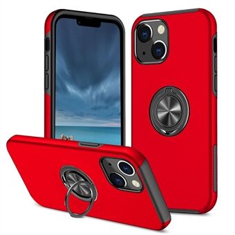 For iPhone 14 Plus 6,7 tommers hard PC + mykt TPU Hybrid-deksel Ring Bilfeste Kickstand Beskyttende telefondeksel