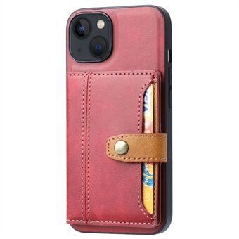 For iPhone 14 Plus 6,7 tommers kortspor Stativ Design Magnetisk etui PU-skinnbelagt TPU-bakdeksel