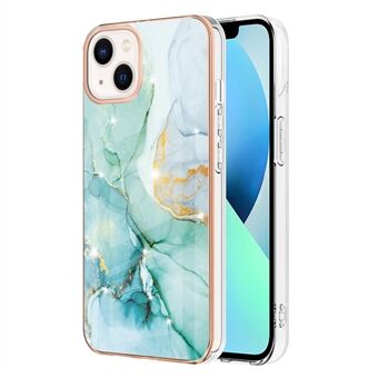 For iPhone 14 Plus 6,7 tommer YB IMD Series-2 Stilig marmormønster IMD-telefondeksel Electroplating Edge fleksibelt TPU-deksel