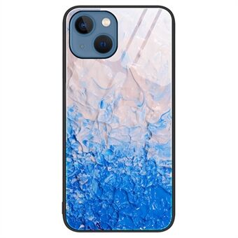 For iPhone 14 Plus 6,7 tommers fallsikkert telefondeksel herdet glass + PC + TPU marmormønsterdeksel