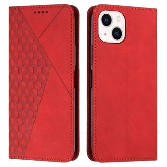 Rhombus påtrykt etui for iPhone 14 Plus 6,7 tommer, Stand PU-skinn Magnetisk autoabsorbert telefondeksel med lommebok