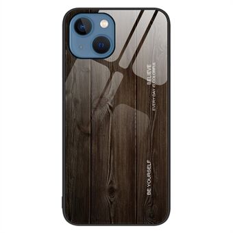 For iPhone 14 Plus 6,7 tommers deksel Tremønsterdesign TPU-ramme Herdet glass bakside Anti Scratch