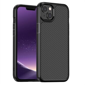 For iPhone 14 Plus Translucent Carbon Fiber Texture PC + TPU-telefonveske Airbag Matt anti-dråpedeksel