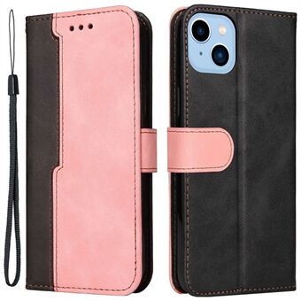 For iPhone 14 Plus Business Style Tofarget skjøting PU-skinn Full beskyttelse Telefondeksel Flip Stand Lommebok Fallsikker veske