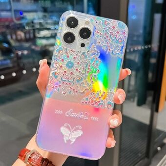 For iPhone 14 Plus Drop-proof TPU Laser Telefondeksel Preging Lakkert Butterfly Pattern Deksel