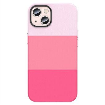 For iPhone 14 Plus bakskall, trefarget skinnbelagt PC-mobilveske