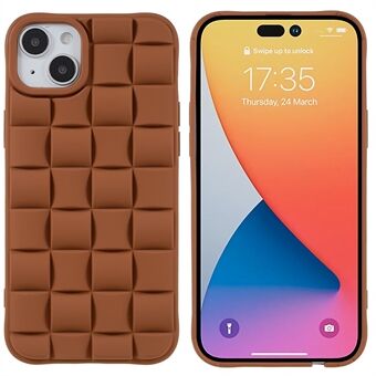 For iPhone 14 Plus 3D Grid teksturert telefondeksel Anti-dråpe gummiert, robust TPU-deksel